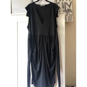 Sleek black fancy dress with cap sleeves